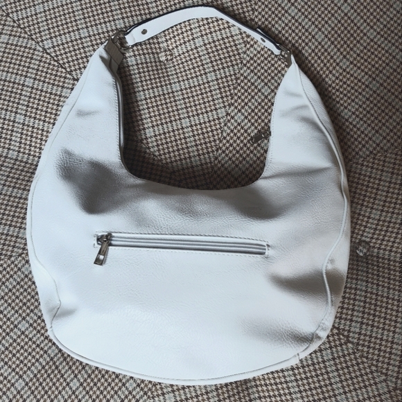 K. carroll Accessories White Faux Leather Hobo Shoulder Bag Purse - Picture 2 of 8